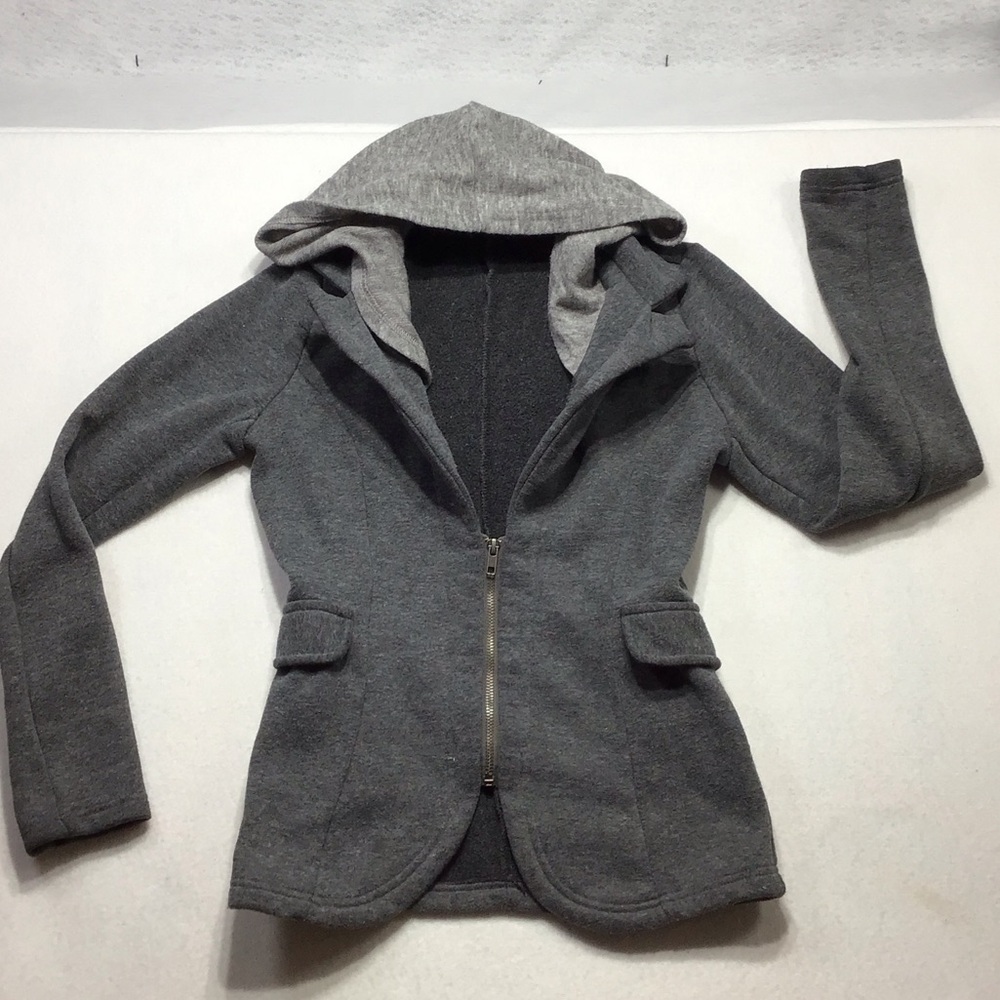 Love Culture Gray Hooded Zippered Pea Coat